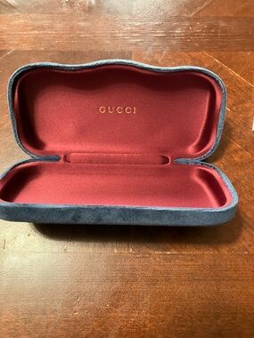 Gucci Velvet Eyewear Case in Burgundy and Navy Blue